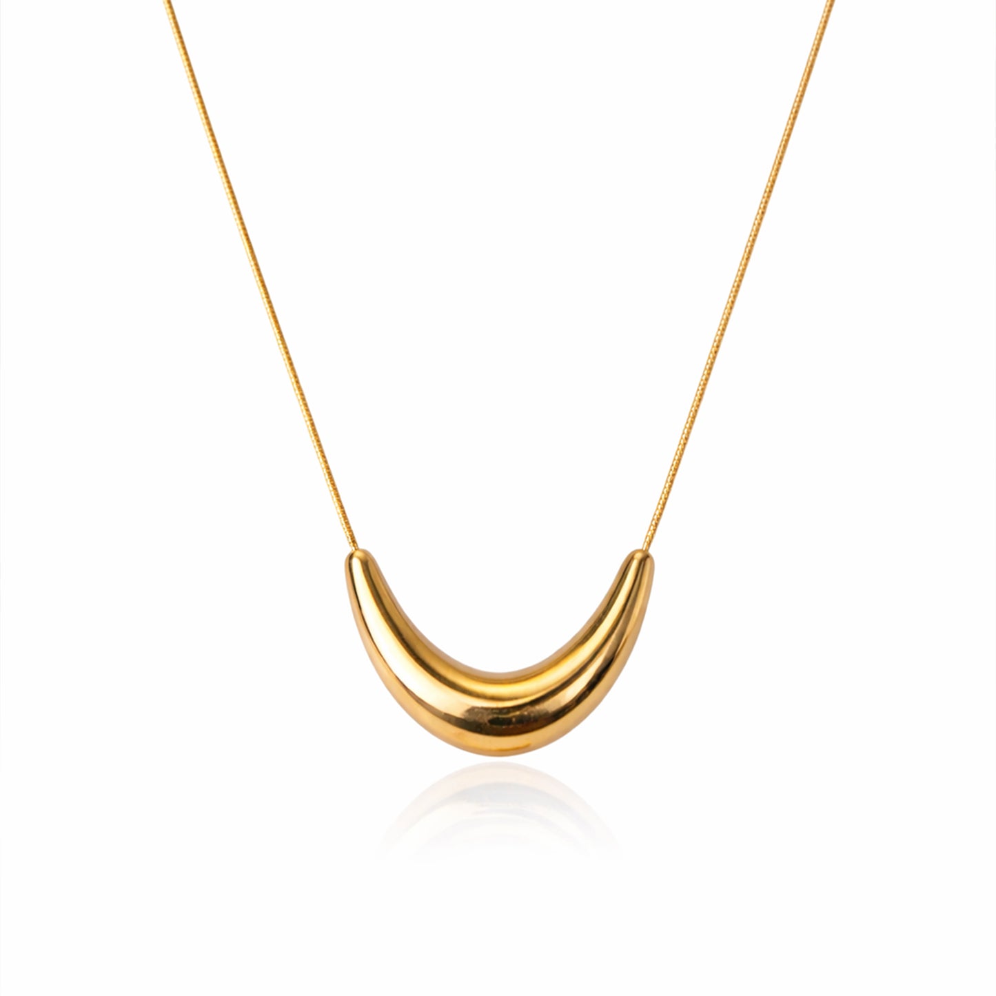 Gold Crescent Pendant Necklace