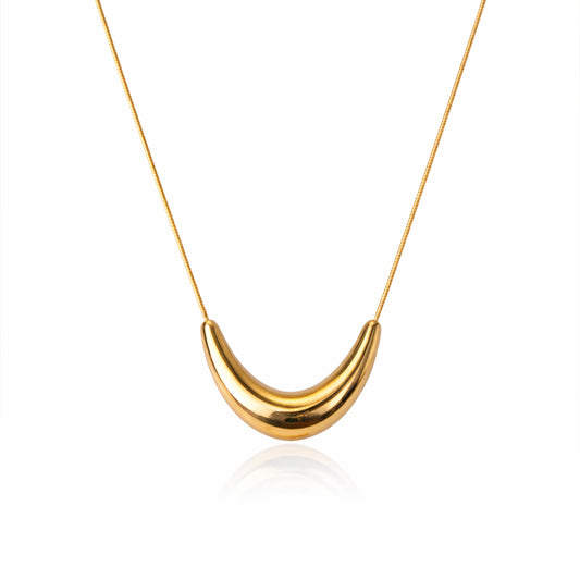 Gold Crescent Pendant Necklace